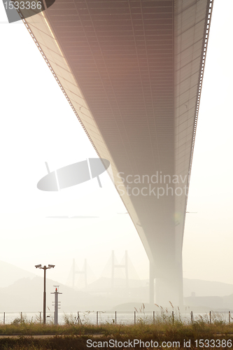 Image of bridge at sunset moment, Tsing ma bridge 