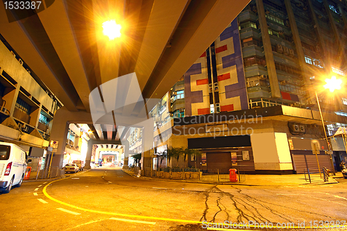 Image of traffic downtown area at night, hongkong