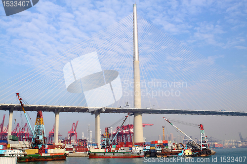 Image of container terminal under flyover