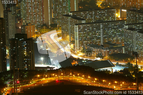 Image of Aerial view of city night 