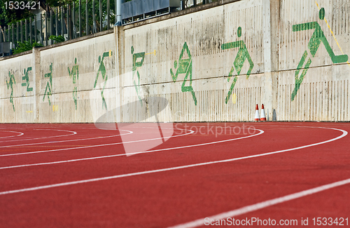 Image of Running track numbers one two three in stadium 