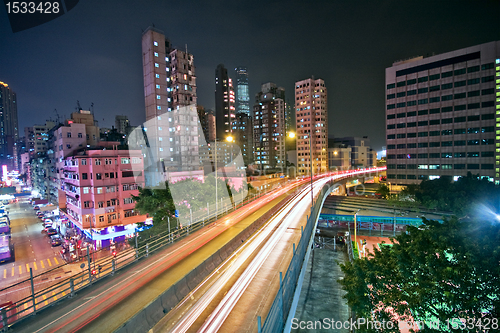 Image of night view of the bridge and city