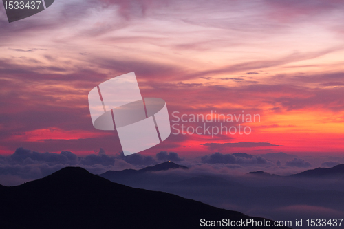 Image of sunset in the mountains 