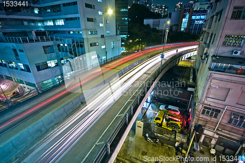 Image of night view of the bridge and city