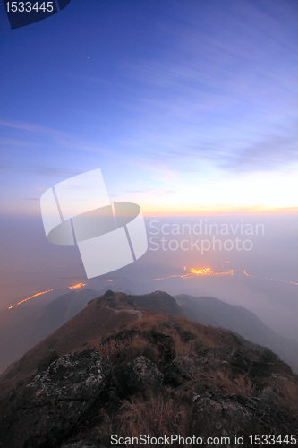 Image of mountain range sunset