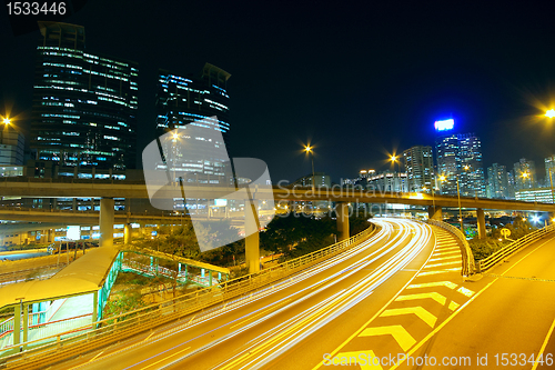 Image of Highway at night in modern city 