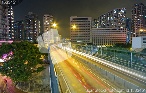 Image of night view of the bridge and city