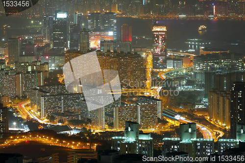 Image of Aerial view of city night 