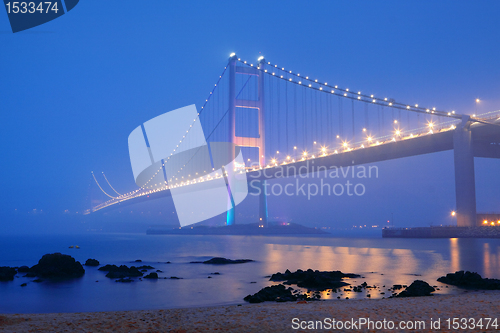 Image of night scene of Tsing Ma bridge 