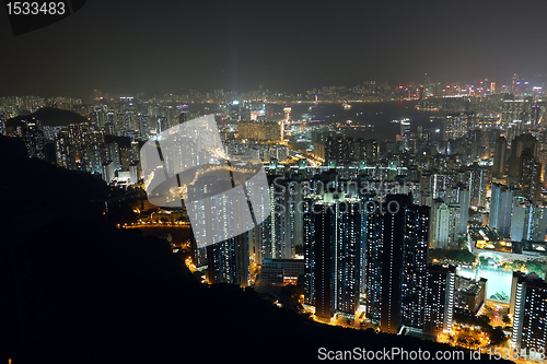 Image of city at night, view from mountain