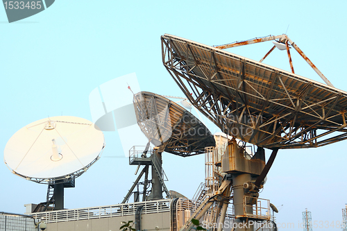 Image of Satellite Communications Dishes on top of TV Station