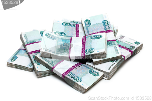 Image of million rubles - heap of bills in packs