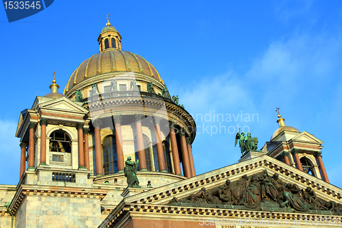 Image of fragment of isaakiy cathedral dome in St. Petersburg