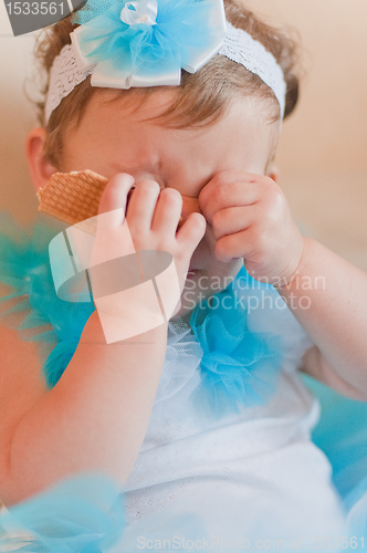 Image of Little girl in the blue dress