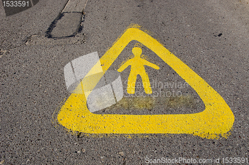 Image of Warning sign near school attention children! 