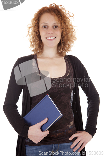 Image of Attractive young student with textbook