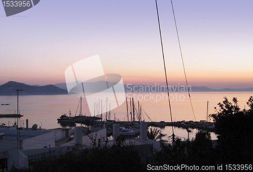 Image of coastal scenery in Greece at evening time