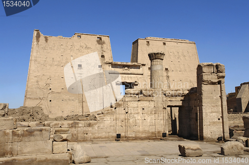 Image of sunny illuminated Temple of Edfu in Egypt