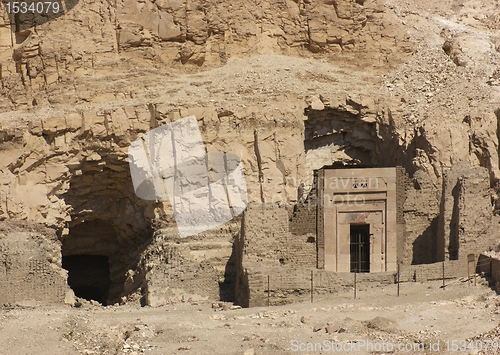 Image of rock cut tombs near Mortuary Temple of Hatshepsut