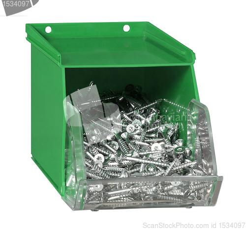 Image of green plastic screw box