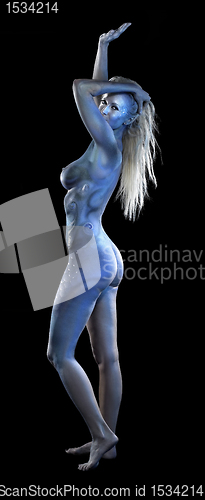 Image of blue bodypainted woman