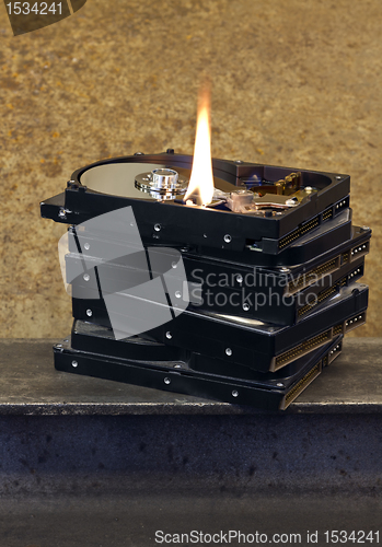 Image of burning hard disks