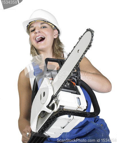 Image of laughing chain saw girl