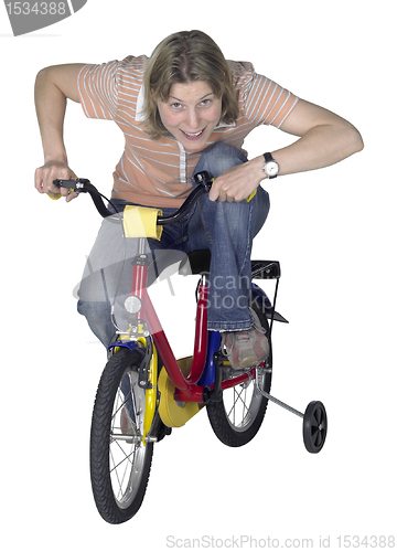 Image of mad bicycling girl