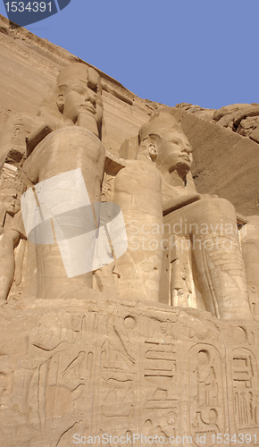 Image of stone sculptures at Abu Simbel temples in Egypt