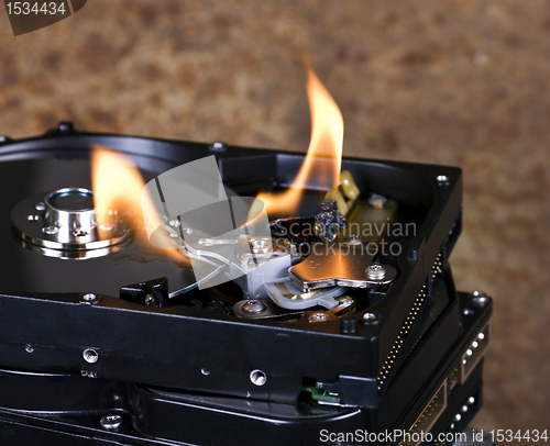 Image of burning hard disks