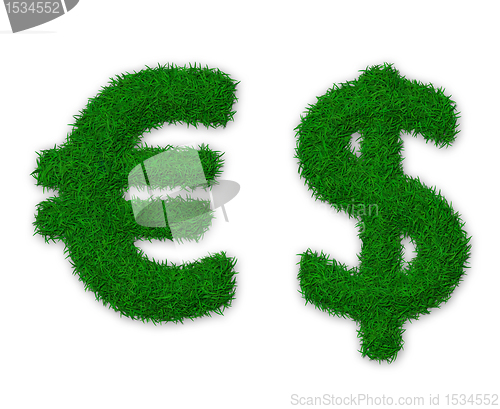 Image of Grassy signs of dollar and euro