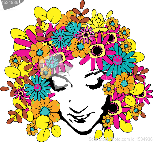 Image of Beautiful girl with flowers in hair