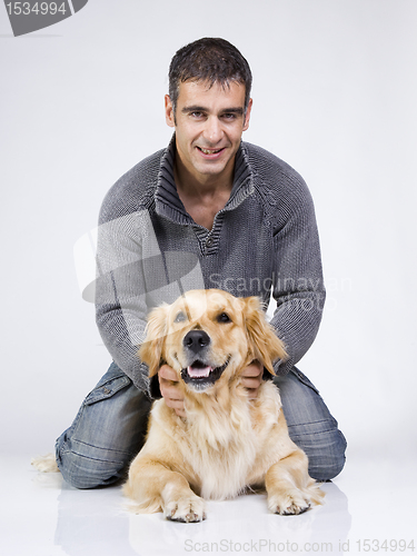 Image of attractive man and his pet