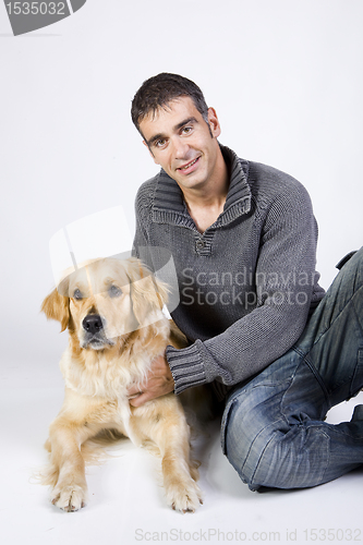 Image of attractive man and his pet