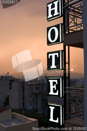 Image of night hotel in athens