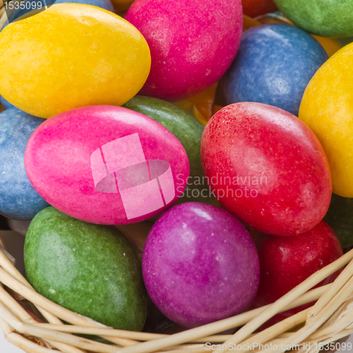 Image of colorful easter eggs in basket