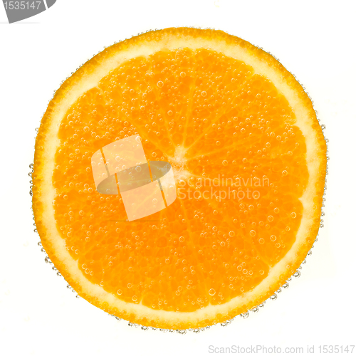 Image of mandarine with bubbles