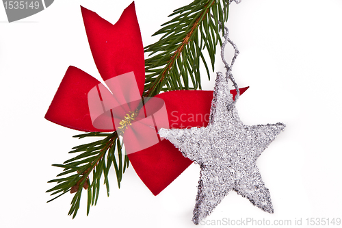 Image of decorated Christmas tree branch
