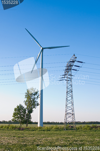 Image of windmill and powerlines