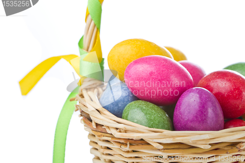 Image of colorful easter eggs in basket