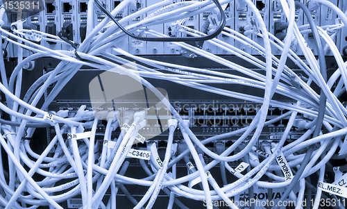 Image of Fiber cables connected to servers 