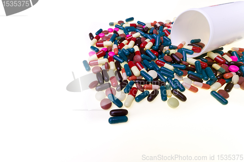 Image of pills spilling out of container 