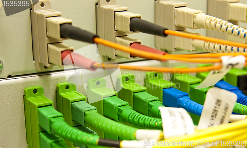 Image of Fiber cables connected to servers 