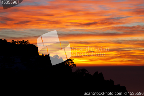 Image of Beautiful sunset in Crimea rocks