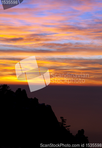 Image of Beautiful sunset in Crimea mountains