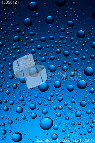 Image of water drops on blue