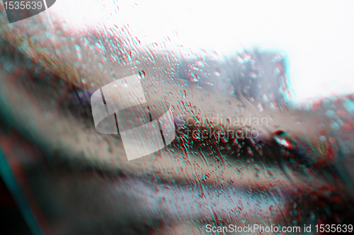 Image of 3D rain drops on window