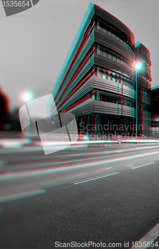 Image of 3D anaglyph of office building