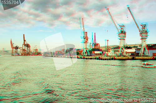 Image of 3D anaglyph of Istanbul Port.