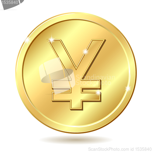 Image of golden coin with yen sign